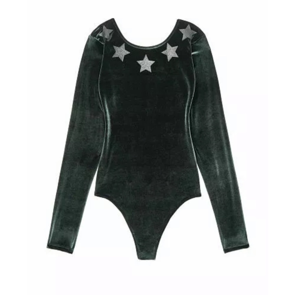 NWT VICTORIAS SECRET Green Velour Bodysuit - Picture 3 of 3